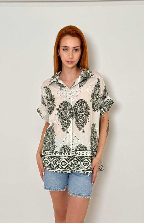 PAISLEY PRINT SHIRT | KHAKI