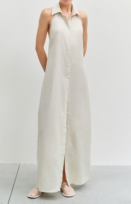 LINEN BLEND DRESS | OFF WHITE