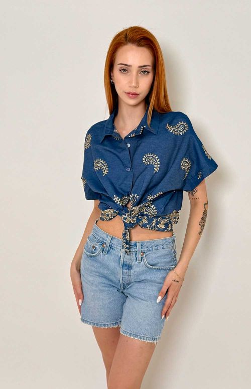 CROPPED SHIRT | BLUE