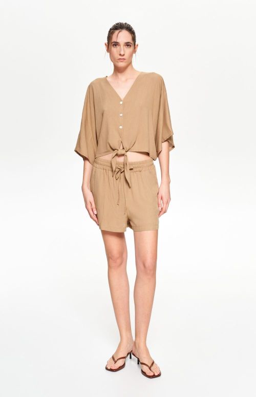 CO-ORD BLOUSE & SHORT | CAMEL