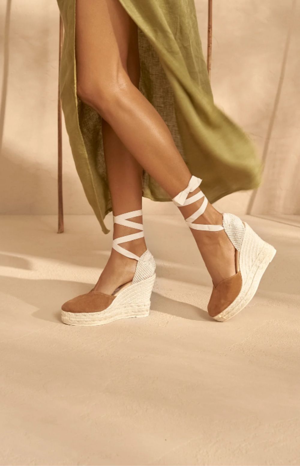 SOFT SUEDE HEART SHAPED WEDGE ESPADRILLES HAMPTONS