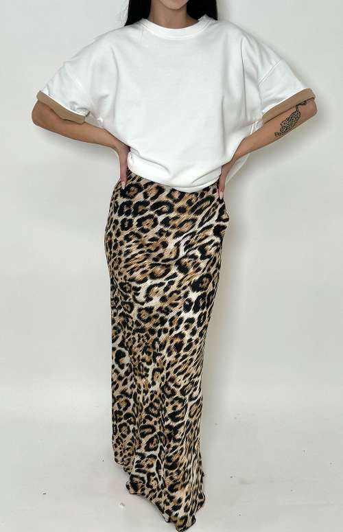 SILK-TOUCH CHEETAH PRINT MAXI SKIRT