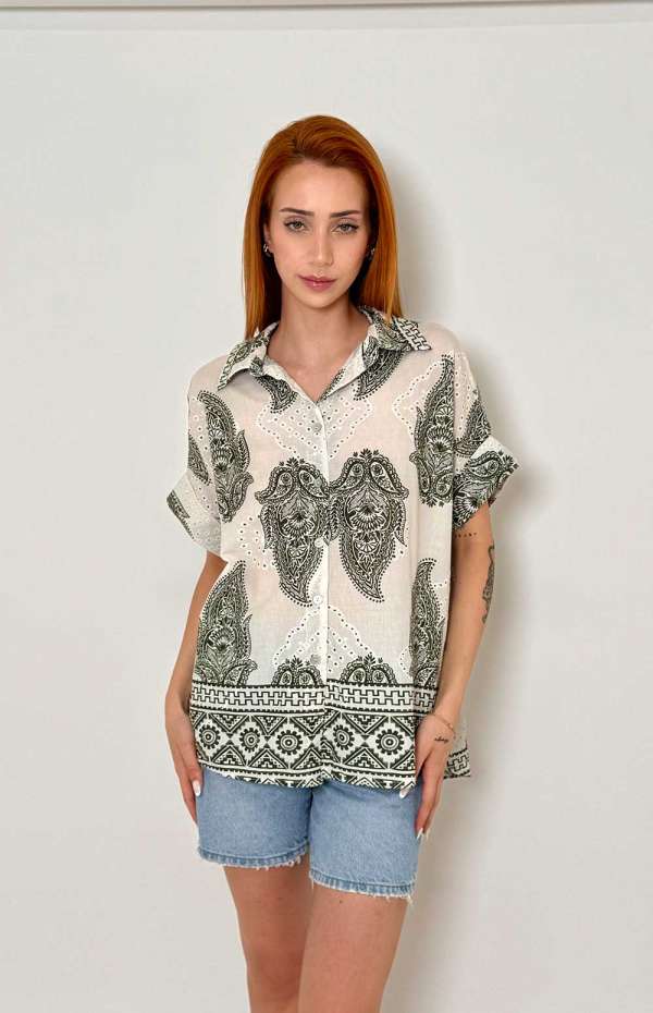 PAISLEY PRINT SHIRT | KHAKI