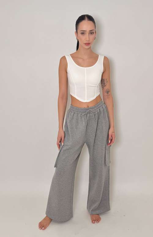 WIDE LEG JOGGER PANTS | GREY