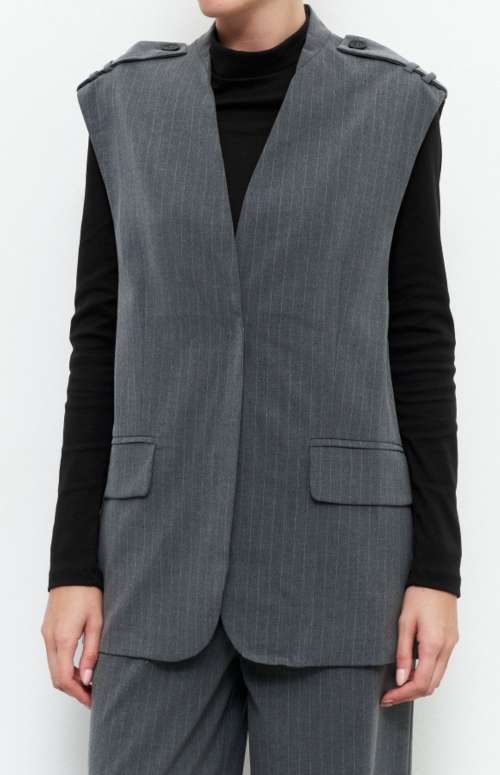 V-NECK PINSTRIPE VEST