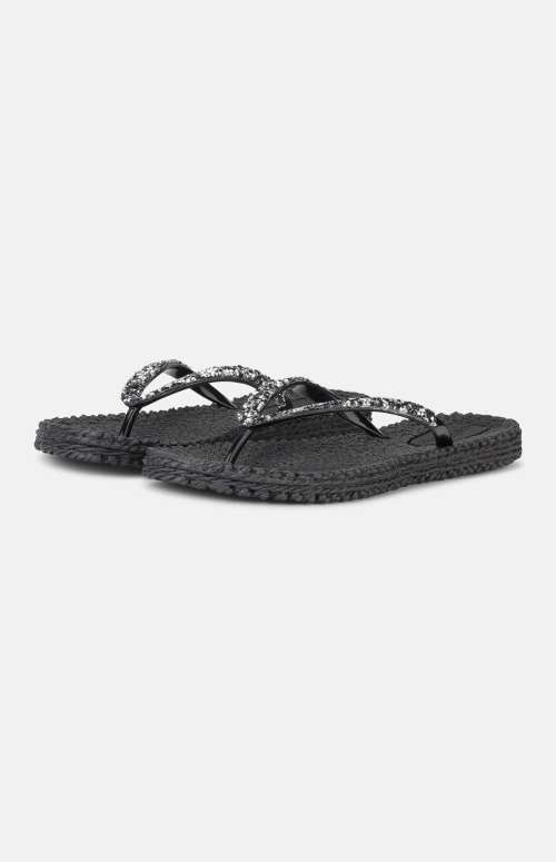 FLIP FLOP WITH RHINESTONES | BLACK