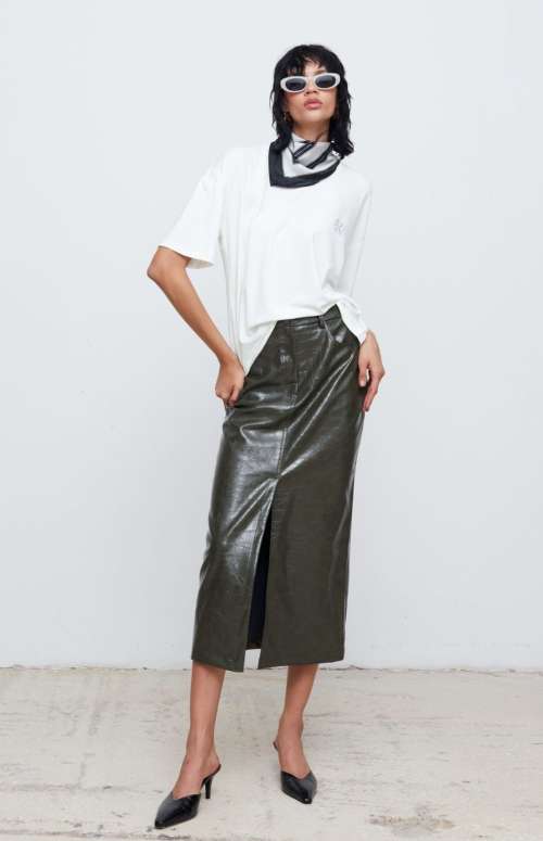 MELANIE MIDI SKIRT | KHAKI