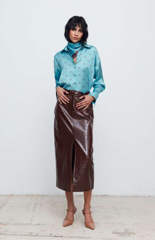 MELANIE MIDI SKIRT | BROWN