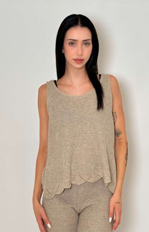 KNITTED TANK TOP | TAUPE