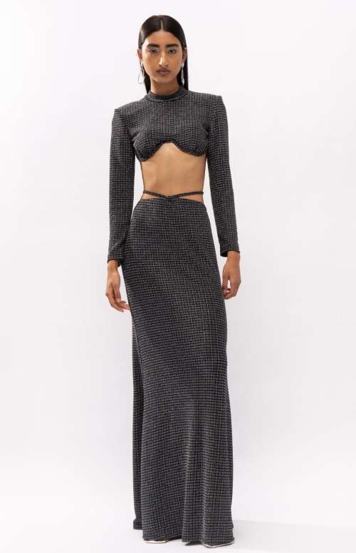 RIRI BLACK LUREX MAXI SKIRT