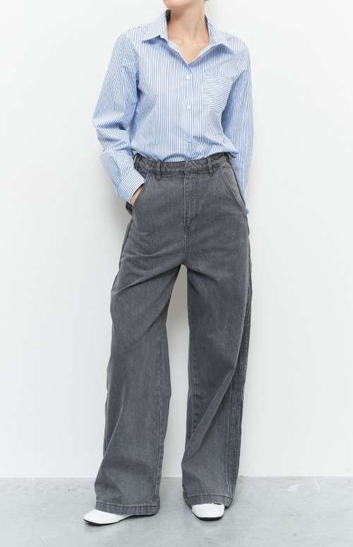 HIGH WAISTED BAGGY TROUSERS | LIGHT GREY