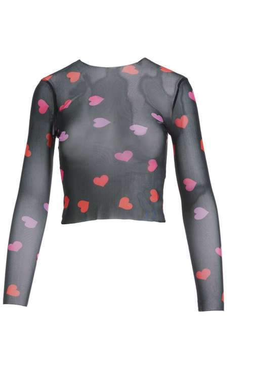 PRINTED MESH TOP ''HEARTS''