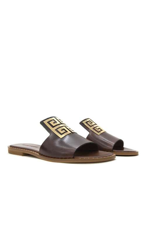 LEATHER SANDALS WITH MEANDROS