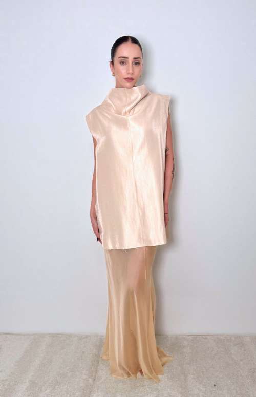 SILK MUSLIN SKIRT | GOLD