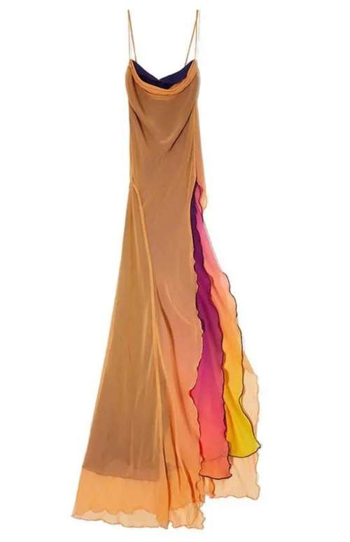 LONG DRESS WITH SPAGHETTI STRAPS AND SIDE VENT