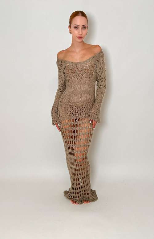 KNITTED DRESS | TAUPE