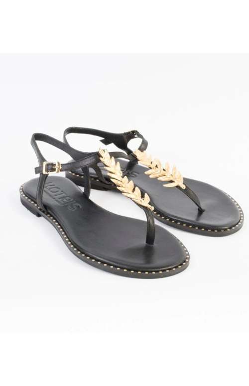 LEATHER SANDALS LEAVES | BLACK