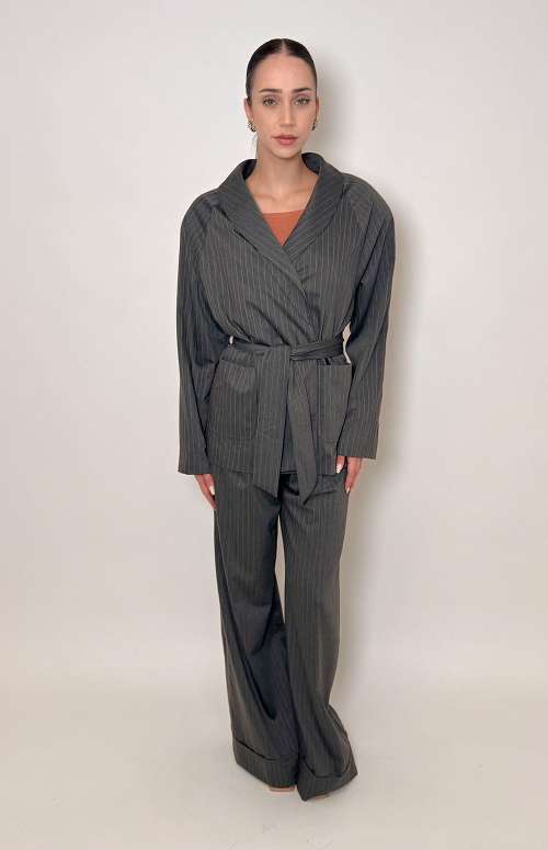 STRIPE KIMONO JACKET | GREY