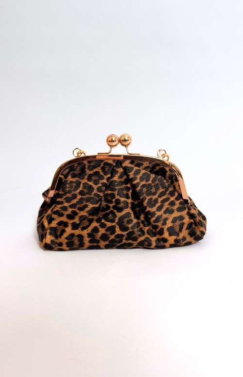 MINI KISS LOCK CLUTCH | BROWN/BLACK