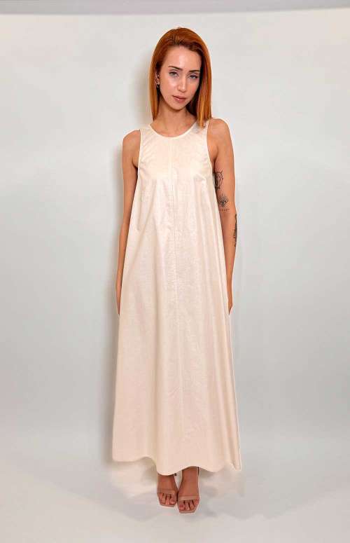 WAXED LINEN DRESS | BEIGE