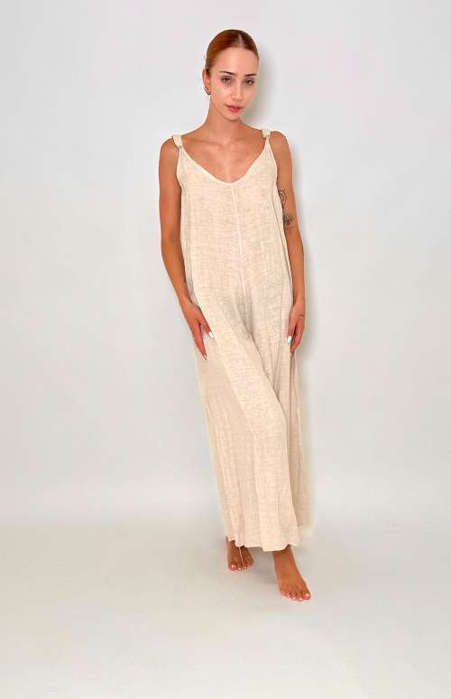 LINEN JUMPSUIT | BEIGE