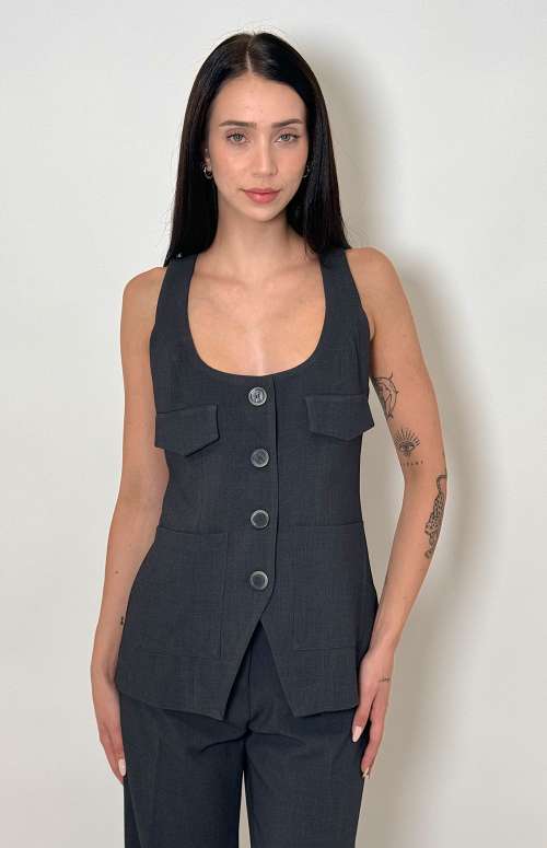 VEST WITH POCKETS | GREY