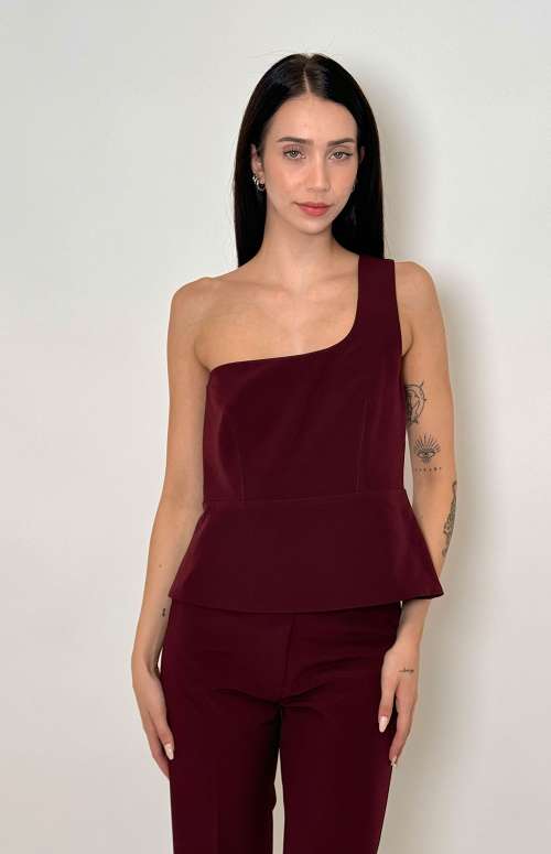 ONE SHOULDER TOP | BURGUNDY