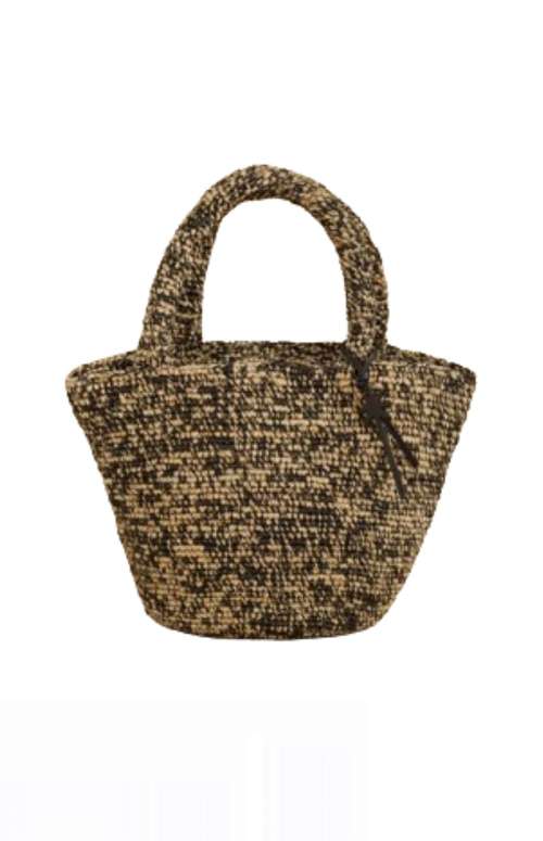 RAFFIA BEIGE/BLACK SUMMER BAG MEDIUM