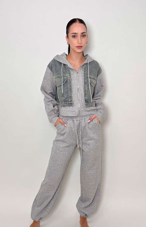 CO-ORD SPLIT DENIM TRACKSUIT