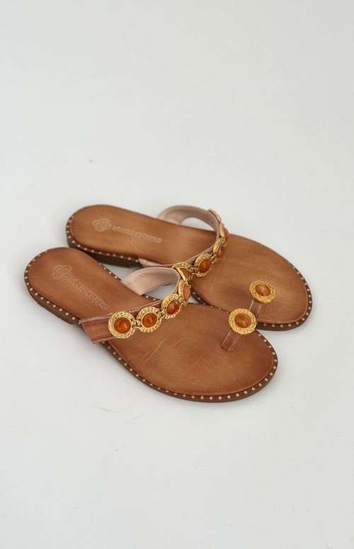 JEWELED LEATHER SANDALS