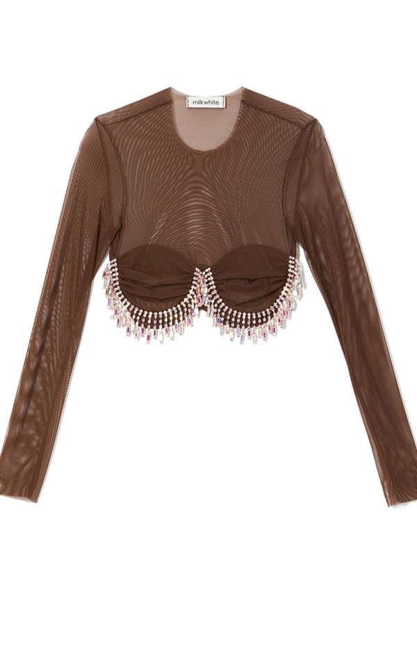 MESH CROPPED TOP IN SKIN SHADES