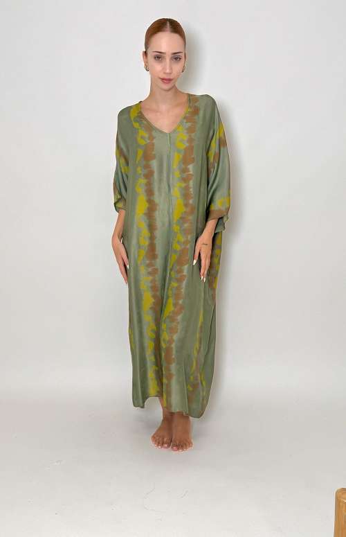 SILK MAXI DRESS  | KHAKI