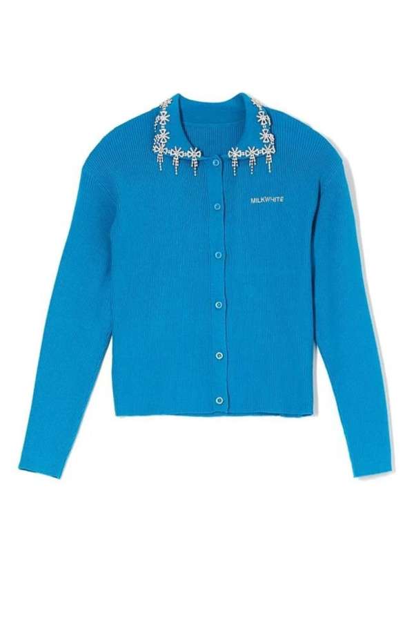 KNIT POLO SHIRT WITH CRYSTALS