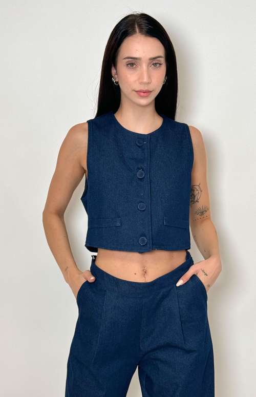 DENIM VEST | DARK