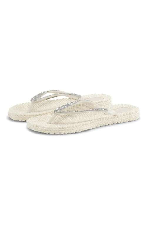 FLIP FLOP WITH RHINESTONES | WHITE