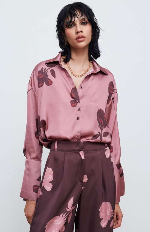 VIVIAN SHIRT | DUSTY PINK/BORDEAUX PEONIES