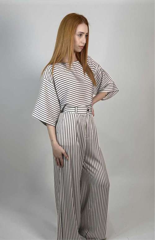 STRIPE FLARED PANTS