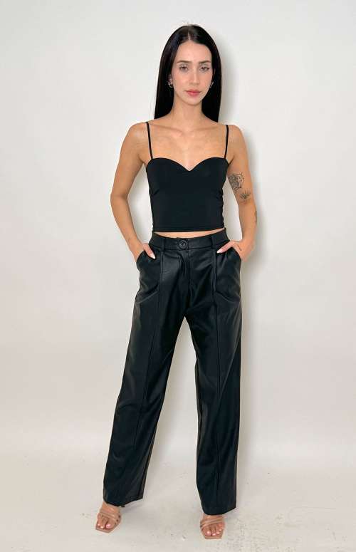 LEATHER LOOK PANTS | BLACK