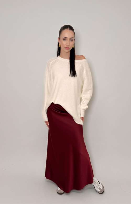 SILK-TOUCH SKIRT | BURGUNDY