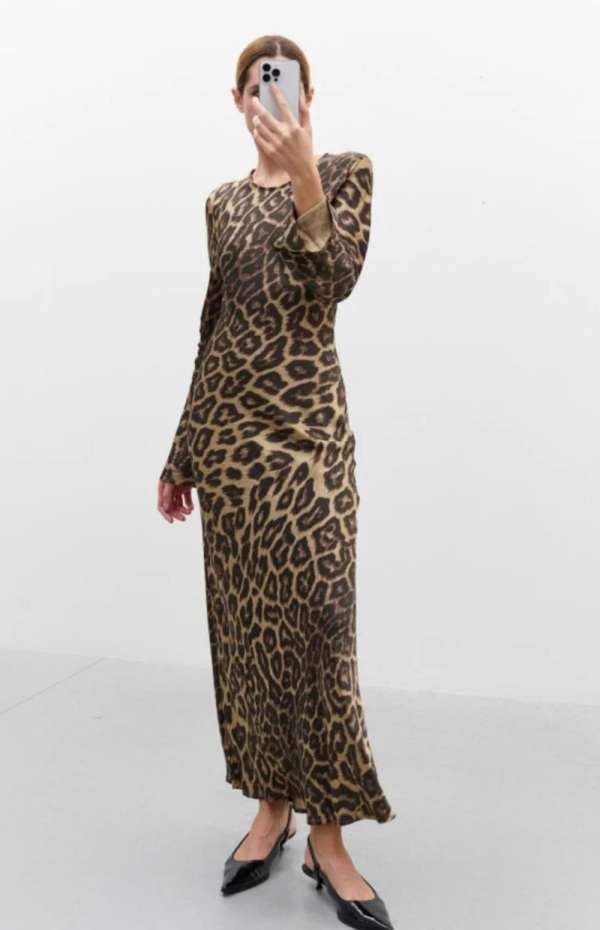 SATIN LEOPARD DRESS