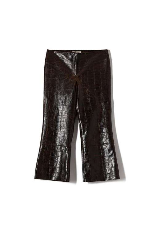 FAUX LEATHER CROPPED PANTS CROCO