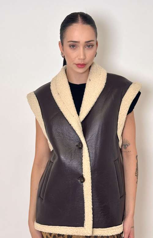 FAUX SHEEPSKIN VEST