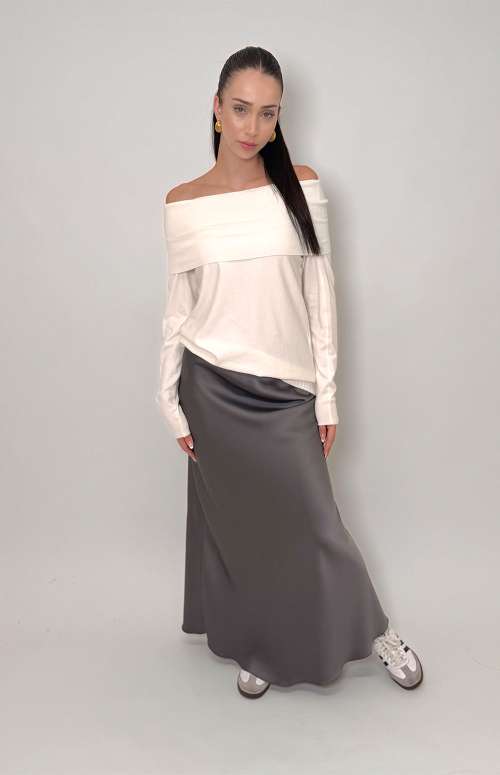 SILK-TOUCH SKIRT | GREY