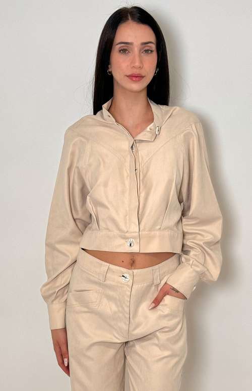 CUPRO BOMBER SHIRT | BEIGE