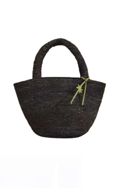 RAFFIA BLACK SUMMER BAG MEDIUM