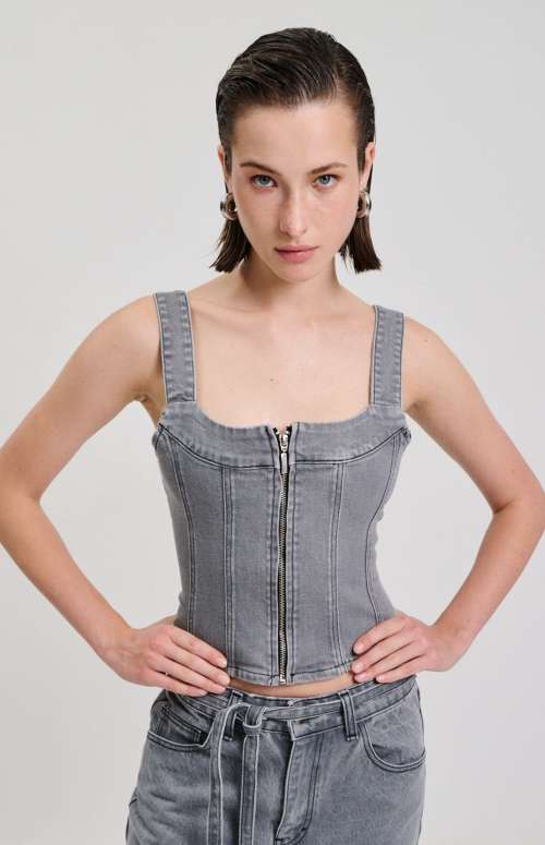 DENIM TOP ZIPPER