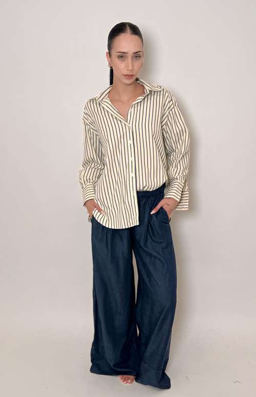 DENIM-LIKE WIDE LEG PANTS