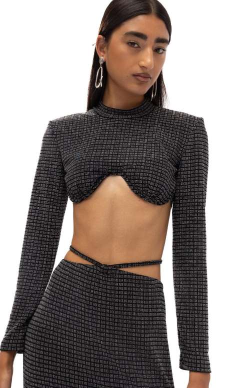 RIRI BLACK LUREX CROP BUSTIER