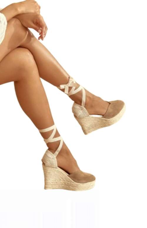 SOFT SUEDE HEART SHAPED WEDGE ESPADRILLES HAMPTONS