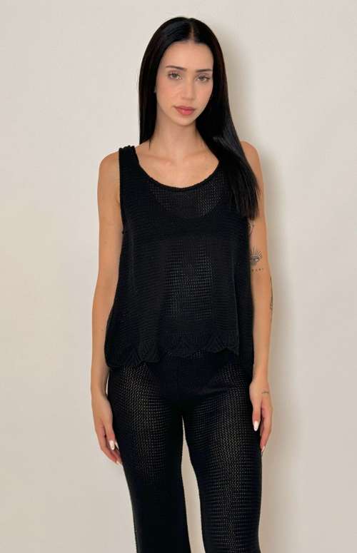 KNITTED TANK TOP | BLACK